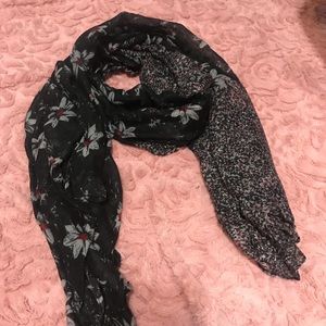 Black flower scarf / hijab head wrap summer